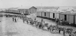 loading wagons for Edmonton at Calgary 1888