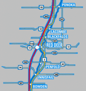 Greenfield high speed rail route Central Alberta